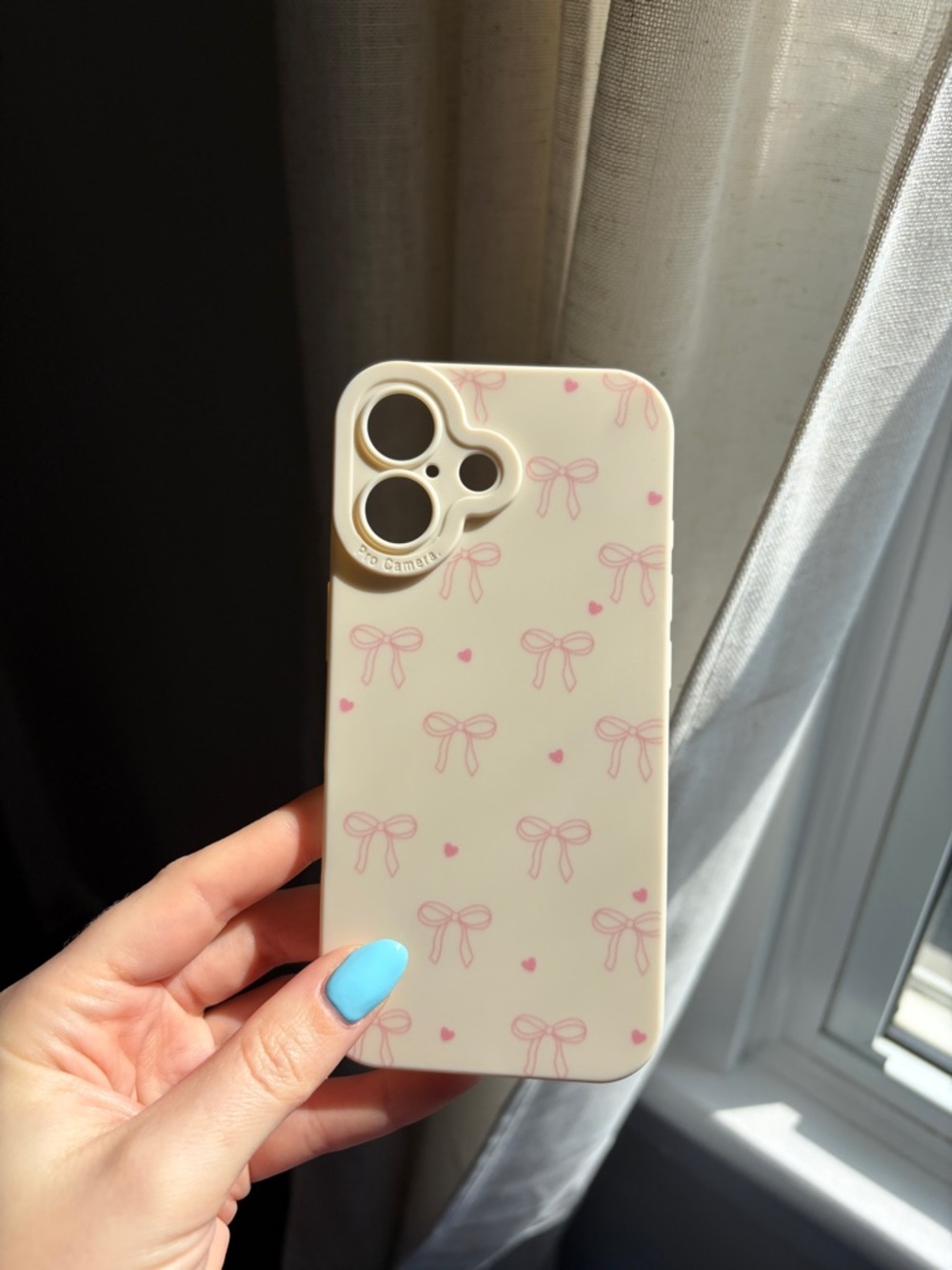 Pink Bow Pattern Phone Case for iPhone - Cream Pink